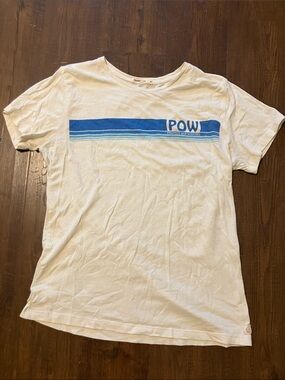 Marine Layer White Tee with Blue POW Stripe